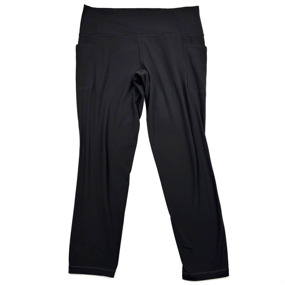 Athleta Leggings Womens Large Black Salutation Stash 7/8 Tight High Rise Pockets